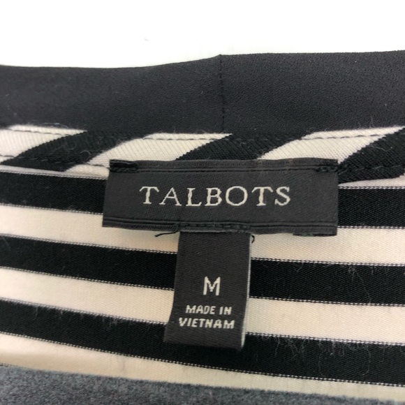 Talbots Tie Neck 3/4 Sleeve Striped Causal Shirt M - Picture 4 of 15